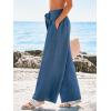CUPSHE Palazzo Pants for Women with Pockets Casual Smocked Waist Wide Leg Pants Summer Loose Beach Vacation Pant(Blue)