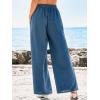 CUPSHE Palazzo Pants for Women with Pockets Casual Smocked Waist Wide Leg Pants Summer Loose Beach Vacation Pant(Blue)