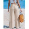 CUPSHE Palazzo Pants for Women with Pockets Casual Smocked Waist Wide Leg Pants Summer Loose Beach Vacation Pant(Khaki)
