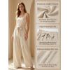 CUPSHE Palazzo Pants for Women with Pockets Casual Smocked Waist Wide Leg Pants Summer Loose Beach Vacation Pant(Khaki)