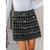 CUPSHE Women Mini Plaid Skirts Tweed High Waist Bodycon Pencil Hem Spring Summer Dressy Outfits Shorts(Black)
