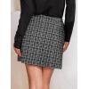 CUPSHE Women Mini Plaid Skirts Tweed High Waist Bodycon Pencil Hem Spring Summer Dressy Outfits Shorts(Black Buttons)