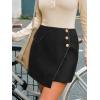 CUPSHE Women Mini Plaid Skirts Tweed High Waist Bodycon Pencil Hem Spring Summer Dressy Outfits Shorts(Black Side Buttons)