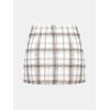 CUPSHE Women Mini Plaid Skirts Tweed High Waist Bodycon Pencil Hem Spring Summer Dressy Outfits Shorts(Brown)