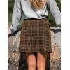 CUPSHE Women Mini Plaid Skirts Tweed High Waist Bodycon Pencil Hem Spring Summer Dressy Outfits Shorts(Coffee)