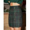 CUPSHE Women Mini Plaid Skirts Tweed High Waist Bodycon Pencil Hem Spring Summer Dressy Outfits Shorts(Green)
