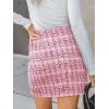 CUPSHE Women Mini Plaid Skirts Tweed High Waist Bodycon Pencil Hem Spring Summer Dressy Outfits Shorts(Pink)