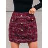 CUPSHE Women Mini Plaid Skirts Tweed High Waist Bodycon Pencil Hem Spring Summer Dressy Outfits Shorts(Red)