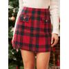 CUPSHE Women Mini Plaid Skirts Tweed High Waist Bodycon Pencil Hem Spring Summer Dressy Outfits Shorts(Red Black)
