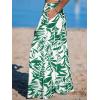 CUPSHE Women Wide Leg Beach Pants Tropical Floral Plus Size Pants with Pockets Vacation Casual Dressy(Green-2)