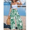 CUPSHE Women Wide Leg Beach Pants Tropical Floral Plus Size Pants with Pockets Vacation Casual Dressy(Green-2)