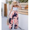 CUPSHE Women Wide Leg Beach Pants Tropical Floral Plus Size Pants with Pockets Vacation Casual Dressy(Pink-flower)