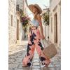 CUPSHE Women Wide Leg Beach Pants Tropical Floral Plus Size Pants with Pockets Vacation Casual Dressy(Pink-flower)