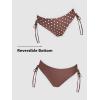 CUPSHE Women’s 2 Piece Bikini Set Back Braided Straps with Reversible Bottom(Dark Brown/Polka Dot)