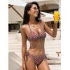 CUPSHE Women’s 2 Piece Bikini Set Back Braided Straps with Reversible Bottom(Dark Brown/Polka Dot)