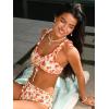 CUPSHE Women’s Bikini Set Cute Two Piece Swimsuit V Neck Ruffle Trim Bathing Suit Front Drawstring Back Hook(Burnt Orange/Floral)