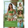 CUPSHE Women’s Bikini Set High Waisted Tummy Control Two Piece Swimsuit V Wire Bathing Suit Back Hook Ruched(Dark Green/Floral)