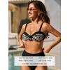 CUPSHE Women’s Bikini Set High Waisted Two Piece Swimsuit Color Block Bathing Suit Back Hook Full Coverage(Black/Zebra)