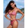 CUPSHE Women’s Bikini Set Sexy Two Piece Swimsuit Front Knot Bunny Tie Bathing Suit Crisscross Back Self Tie Retro(Dusty Rose/Geo)
