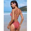 CUPSHE Women’s Bikini Set Sexy Two Piece Swimsuit Front Knot Bunny Tie Bathing Suit Crisscross Back Self Tie Retro(Dusty Rose/Geo)
