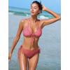 CUPSHE Women’s Bikini Set Sexy Two Piece Swimsuit Front Knot Bunny Tie Bathing Suit Crisscross Back Self Tie Retro(Dusty Rose/Geo)
