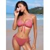 CUPSHE Women’s Bikini Set Sexy Two Piece Swimsuit Front Knot Bunny Tie Bathing Suit Crisscross Back Self Tie Retro(Dusty Rose/Geo)