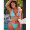 CUPSHE Women’s Bikini Set Sexy Two Piece Swimsuit Halter Strap Self Tie Bathing Suit Cheeky Bottom(Sky Blue/Red)