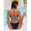CUPSHE Women’s Bikini Set Sexy Two Piece Swimsuit V Neck Bathing Suit Back Self Tie Adjustable Straps(Black/Leopard)