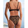 CUPSHE Women’s Bikini Set Sweetheart V Neck Two Piece Bathing Suits Wrap Front Cutouts Hook Swimwear Molded Cup(Black/Leopard)