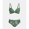 CUPSHE Women’s Bikini Set Sweetheart V Neck Two Piece Bathing Suits Wrap Front Cutouts Hook Swimwear Molded Cup(Dark Green)