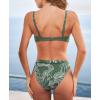 CUPSHE Women’s Bikini Set Sweetheart V Neck Two Piece Bathing Suits Wrap Front Cutouts Hook Swimwear Molded Cup(Dark Green)