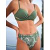 CUPSHE Women’s Bikini Set Sweetheart V Neck Two Piece Bathing Suits Wrap Front Cutouts Hook Swimwear Molded Cup(Dark Green)