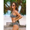 CUPSHE Women’s Bikini Set Two Piece Swimsuit Front O Ring Drawstring Self Tie Bathing Suit Adjustable Straps(Black/Geo)