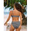 CUPSHE Women’s Bikini Set Two Piece Swimsuit Front O Ring Drawstring Self Tie Bathing Suit Adjustable Straps(Black/Geo)