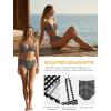 CUPSHE Women’s Bikini Set Two Piece Swimsuit Front O Ring Drawstring Self Tie Bathing Suit Adjustable Straps(Black/Geo)