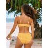 CUPSHE Women’s Bikini Set Two Piece Swimsuit Front O Ring Drawstring Self Tie Bathing Suit Adjustable Straps(Yellow/Geo)