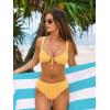 CUPSHE Women’s Bikini Set Two Piece Swimsuit Front O Ring Drawstring Self Tie Bathing Suit Adjustable Straps(Yellow/Geo)