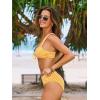 CUPSHE Women’s Bikini Set Two Piece Swimsuit Front O Ring Drawstring Self Tie Bathing Suit Adjustable Straps(Yellow/Geo)