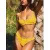 CUPSHE Women’s Bikini Set Two Piece Swimsuit Scoop Neck Ruffle Trim Bathing Suit Crisscross Back Self Tie Sweet Cheeky(Lemon Yellow/Gingham)