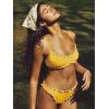 CUPSHE Women’s Bikini Set Two Piece Swimsuit Scoop Neck Ruffle Trim Bathing Suit Crisscross Back Self Tie Sweet Cheeky(Lemon Yellow/Gingham)
