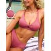 CUPSHE Women’s Bikini Set Two Piece Swimsuit Twist Front Cutout Crisscross Self tie Bathing Suit Textured(Rose Pink)