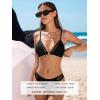 CUPSHE Women’s Bikini Set Two Piece Swimsuit V Neck Mesh Panel Sexy Bathing Suit Back Hook High Leg Textured(Black)