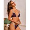 CUPSHE Women’s Bikini Sets Diamond V Neck Triangle Top Self Tie Two Piece Swimsuit Color Block Low Rise Cheeky(Brown/Sky Blue)