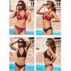 CUPSHE Women’s Bikini Sets Halter V Neck Reversible Self Tied Bathing Suit Double Side Multi Ways Wearing(Black Polkadot/Floral)