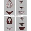 CUPSHE Women’s Bikini Sets Halter V Neck Reversible Self Tied Bathing Suit Double Side Multi Ways Wearing(Chocolate Brown/Zebra)
