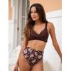 CUPSHE Women’s Bikini Sets High Waisted V Neck Two Piece Twist Front Back Self Tie Adjustable Straps Bathing Suit(Brown Paisley)