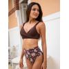 CUPSHE Women’s Bikini Sets High Waisted V Neck Two Piece Twist Front Back Self Tie Adjustable Straps Bathing Suit(Brown Paisley)