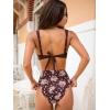 CUPSHE Women’s Bikini Sets High Waisted V Neck Two Piece Twist Front Back Self Tie Adjustable Straps Bathing Suit(Brown Paisley)