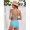 CUPSHE Women’s Bikini Sets Scoop Neck High Waisted Two Piece Swimsuits Adjustable Straps Swimwear Cheeky High Cut(Sky Blue)