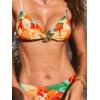 CUPSHE Women’s Bikini Sets Sweetheart Neck Two Piece Swimsuits Adjustable Straps Hook Mid Rise Swimwear(Green/Orange Floral)